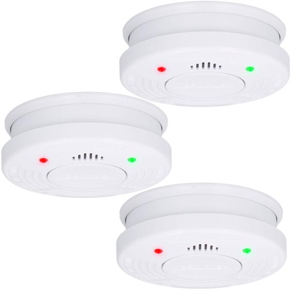 3er-Set Optischer Brand- und Rauchwarnmelder, wartungsfreundlich, 10 Jahre Batterie, 85dB Alarm-Lautstärke, Schützt Räume bis 40 m2, Montagematerial