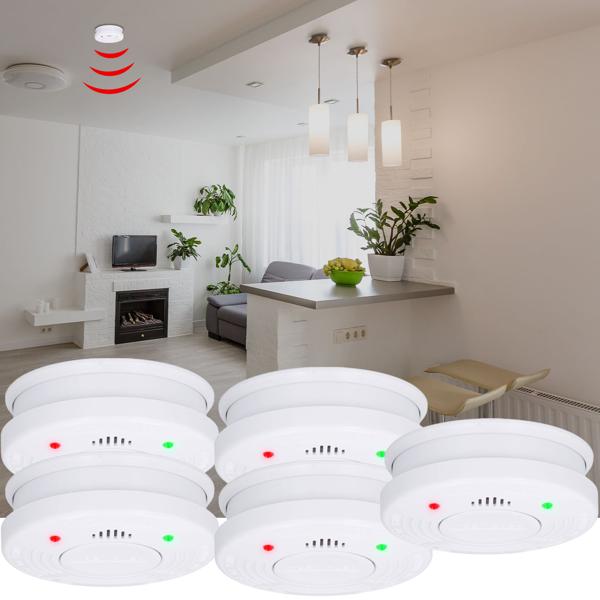 5er-Set Zuverlässiger Optischer Brand- und Rauchwarnmelder, 10 Jahre Batterie, 85dB Alarm-Lautstärke, Schützt Räume bis 40 m2, Montagematerial