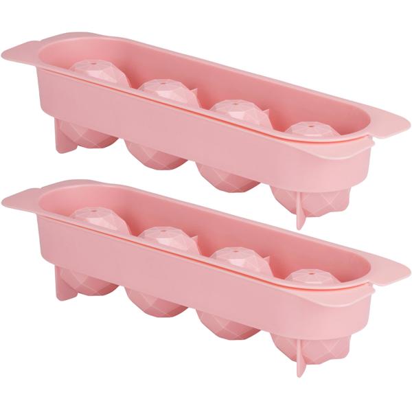 2er-Set Eiswürfelform - zaubert 4 geometrische Eiskugeln für Drinks & Fruchteis - robust, leicht zu reinigen, Rosa - ideal für Cocktails, Partys