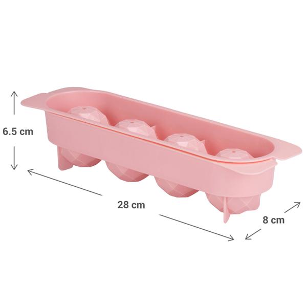 2er-Set Eiswürfelform - zaubert 4 geometrische Eiskugeln für Drinks & Fruchteis - robust, leicht zu reinigen, Rosa - ideal für Cocktails, Partys