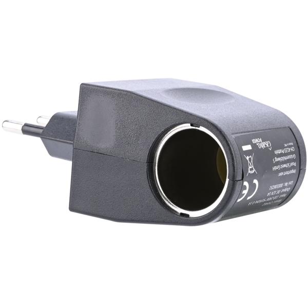 Spannungswandler, kompakt u. praktisch, 230V auf 12V, 1000mA / 12 Watt, schwarz, Kleinstgeräte mit bis zu 12 Watt und Zigarettenanzünder-Anschluss überall verwenden