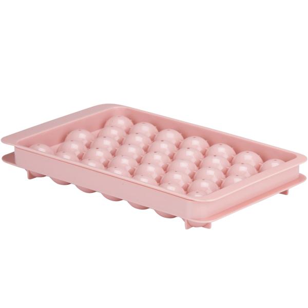 Eiswürfelform für 33 Eiskugeln Ø 2.5 cm - Pastell rosa Kunststoff spülmaschinenfest - Ideal für Whiskey Cocktails Eiskaffee Sommerpartys