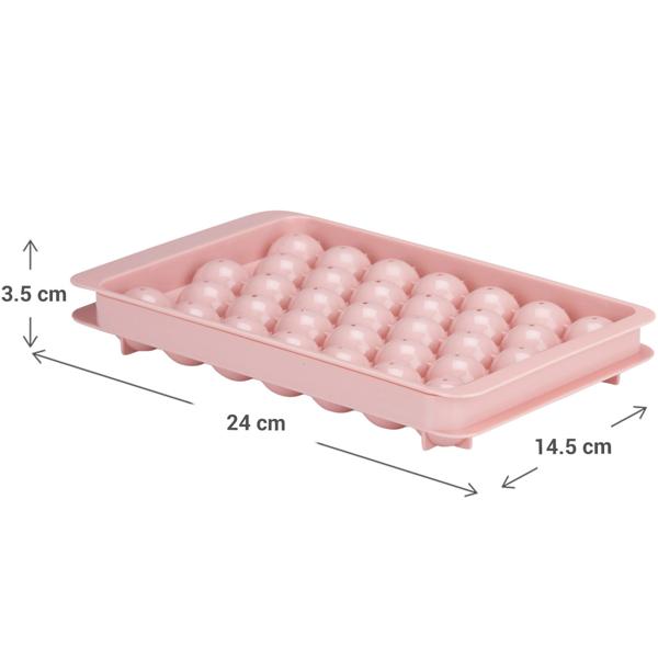 2er-Set Eiswürfelform - für 33 Eiskugeln Ø 2,5 cm - Ideal für Whiskey & Cocktails - Pastellrosa - Spülmaschinenfest & Platzsparend