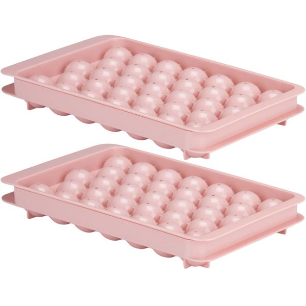2er-Set Eiswürfelform - für 33 Eiskugeln Ø 2,5 cm - Ideal für Whiskey & Cocktails - Pastellrosa - Spülmaschinenfest & Platzsparend