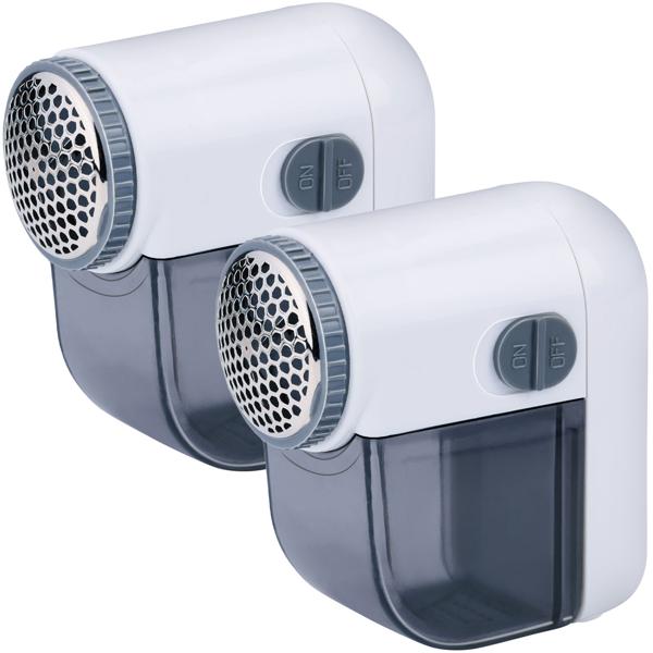 2er-Set Mini-Fusselrasierer - batteriebetrieben für unterwegs - entfernt Fussel & Knötchen - sicheres Metallgitter - 7.3x3.6x7.8cm - inkl. Auffangbehälter