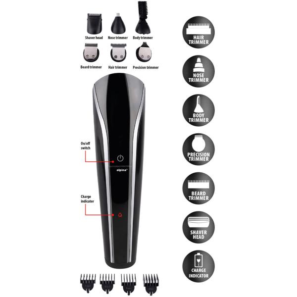 Vielseitiges 6-in-1 Akku Haarschneide Set: Haartrimmer, Bartschneider & Körperhaartrimmer in einem, Kabellos, präzise & für den kompletten Look