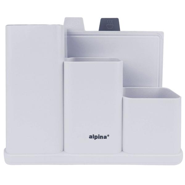 Küchenutensilienhalter inkl. Abtropflöcher mit 2 Schneidbrettern, weiss – 34 x 23 x 11,5 cm, Kitchen Organizer für aufgeräumte Arbeitsplatte