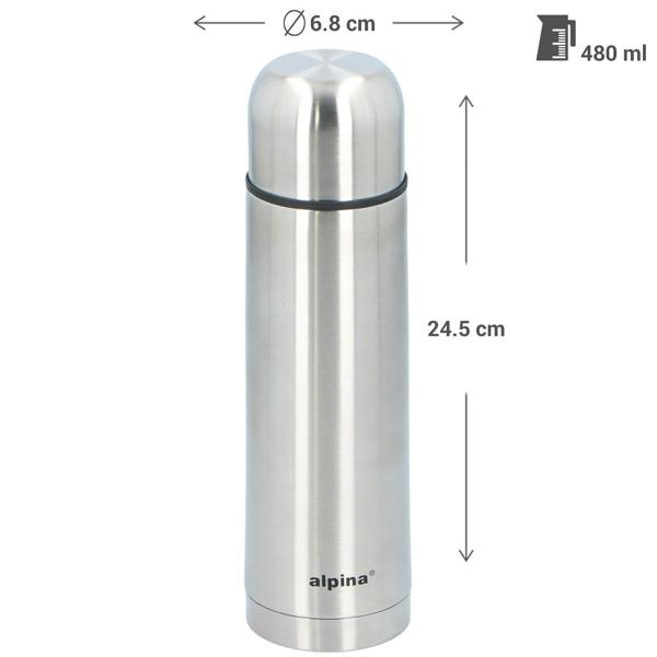 2er-Set Thermosflasche Edelstahl 480ml - Hält Heissgetränke 12h warm, Kaltgetränke 24h kühl - Auslaufsicher mit Trinkbecher, doppelwandig vakuumisoliert