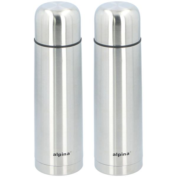 2er-Set Thermosflaschen - Edelstahl 750ml - Doppelwandige Vakuum-Isolierung hält 12h heiss / 24h kalt - Auslaufsicherer Drehverschluss mit Trinkbecher