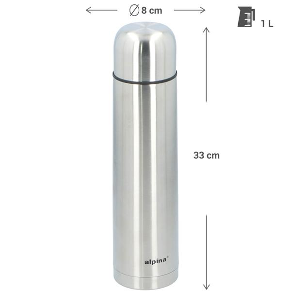 Thermosflasche Edelstahl 1000ml - Hält Heissgetränke 12h warm & Kaltgetränke 24h kühl - Auslaufsicher, Trinkbecher, doppelwandig vakuumisoliert