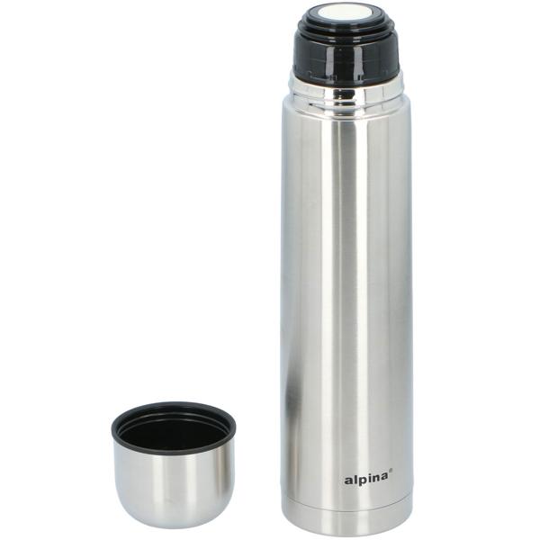 2er-Set Thermosflasche Edelstahl 1000ml - Hält Heissgetränke 12h warm & Kaltgetränke 24h kühl - Auslaufsicher mit Trinkbecher, doppelwandig vakuumisoliert