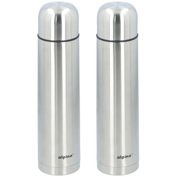 2er-Set Thermosflasche Edelstahl 1000ml - Hält Heissgetränke 12h warm & Kaltgetränke 24h kühl - Auslaufsicher mit Trinkbecher, doppelwandig vakuumisoliert