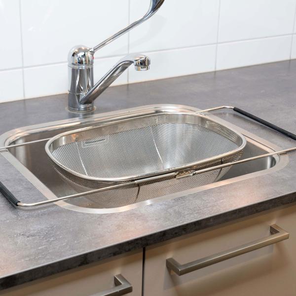 Spülbecken-Sieb, ausziehbar von 35 auf 55 cm, Edelstahl