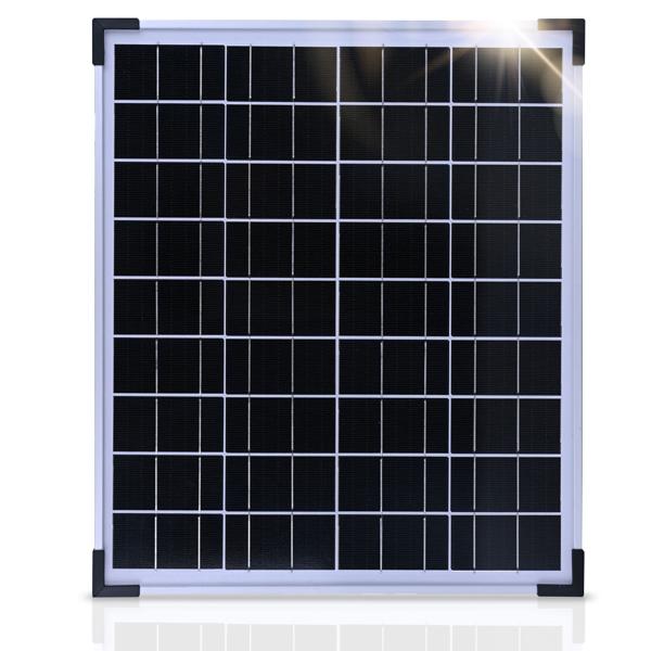 Solarpanel monokristallin 20W, 21,6V – Photovoltaik Solarmodul mit 3,5m Kabel für 12 V Batterien in Wohnmobil, Gartenhaus, Boot & Outdoor