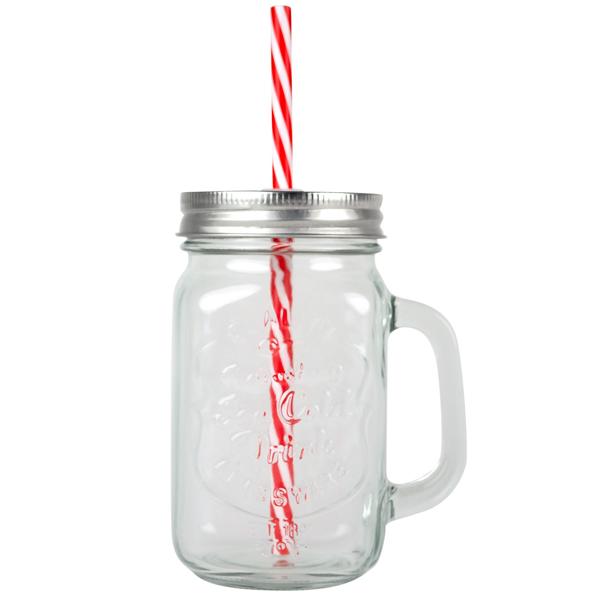 Trendiges Glas-Set: Karaffe mit 4 Trinkgläsern, Deckel & Strohhalmen. Perfekt für Cocktails, Eistee, Limonade & Tee. Hochwertig & designstark