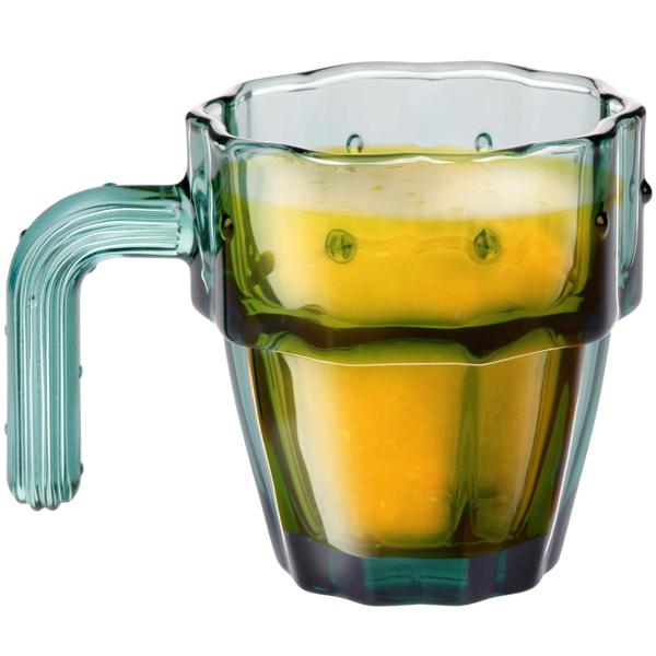 Originelle Kaktus-Henkelgläser, 4er Set, grün, 240 ml, stapelbar, kreative Trinkgläser für jede Gelegenheit - Blickfang auf jeder Party