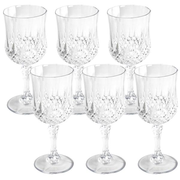 Bruchsichere Weingläser aus Kunststoff mit edlem Kristalleffekt, 6er-Set, 200 ml, stilvoll & wiederverwendbar – ideal für Garten, Camping & Partys