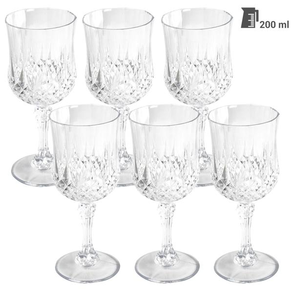 Bruchsichere Weingläser aus Kunststoff mit edlem Kristalleffekt, 6er-Set, 200 ml, stilvoll & wiederverwendbar – ideal für Garten, Camping & Partys