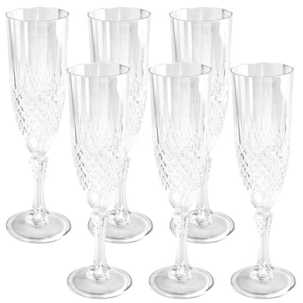 Champagnergläser aus Kunststoff mit Kristalleffekt – 6er-Set, bruchfest & stilvoll – für Partys, Garten, Camping & elegante Anlässe