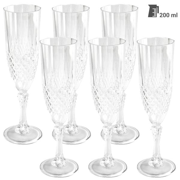 Champagnergläser aus Kunststoff mit Kristalleffekt – 6er-Set, bruchfest & stilvoll – für Partys, Garten, Camping & elegante Anlässe