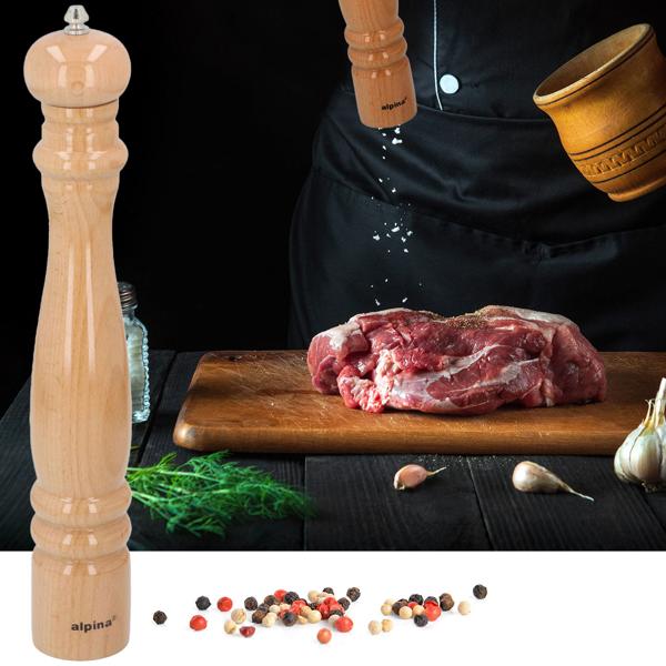 XL Salz- und Pfeffermühle 40 cm aus edlem Buchenholz - Luxuriöses Design für Hobby- & Profiköche - Perfekte Küchendeko & Geschenkidee