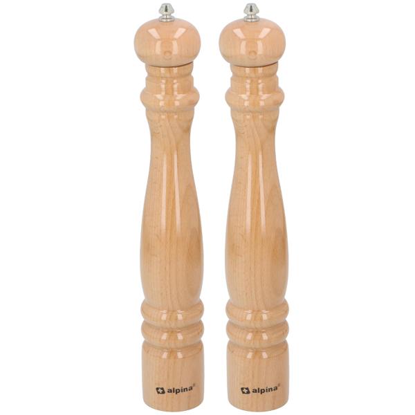 2er-Set XL Salz- und Pfeffermühle 40 cm - Edles Buchenholz Design für Hobby- & Profiköche - Langlebiges Küchenzubehör & Dekoration