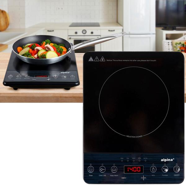 Mobile Induktionskochplatte (2000W, 22cm): Digitales Touchpad, superleicht, ideal für Camping, Studenten, Single-Haushalte