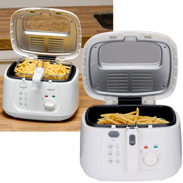 Fritteuse mit Deckel – 2,5L Öl-Volumen, 1800W Leistung, Temperatur bis 190°C, weisses Design, knusprige Pommes & Snacks, einfache Reinigung, kompakt