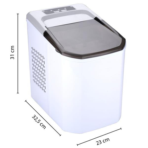 XL-Eiswürfelmaschine (15 kg/24h) mit Eisschaufel - Eiswürfelbereiter mit 2 Grössen & LED-Display, weiss-schwarz