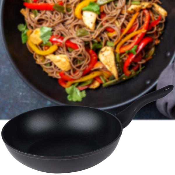 Schwarze Wok Pfanne (Ø 28,5cm): Aluminium, Antihaft - Perfekt für Gemüse, Fleisch, Reis, Nudeln - Gesund & Lecker Kochen