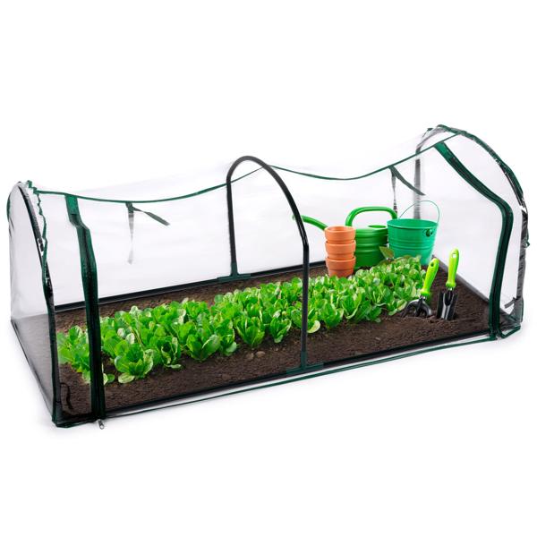 Folientunnel Gewächshaus - optimales Mikroklima für Pflanzen & Setzlinge - Schutz vor Schädlingen Wind Regen Ungeziefer - 130x50x60cm - Stahl- & PVC-Folie