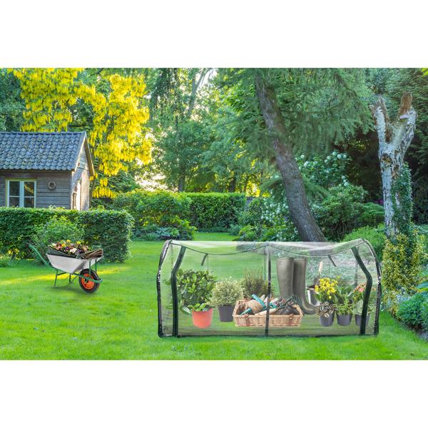 Folientunnel Gewächshaus - optimales Mikroklima für Pflanzen & Setzlinge - Schutz vor Schädlingen Wind Regen Ungeziefer - 130x50x60cm - Stahl- & PVC-Folie