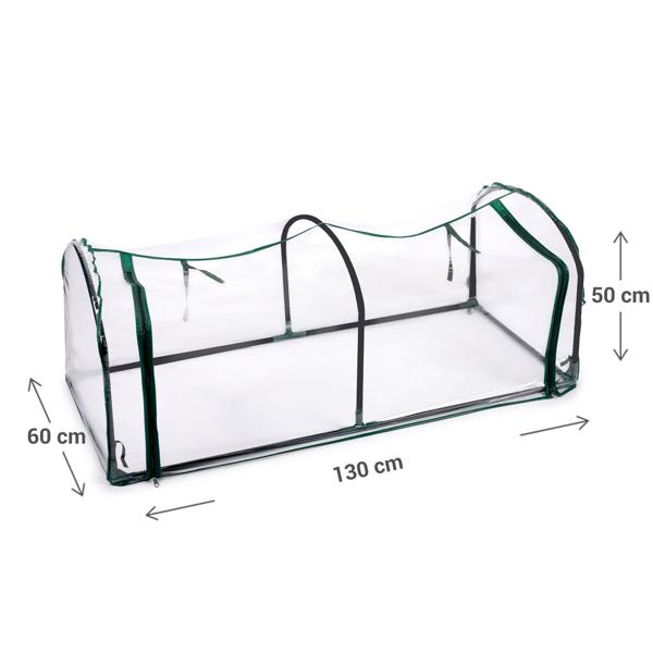 Folientunnel Gewächshaus - optimales Mikroklima für Pflanzen & Setzlinge - Schutz vor Schädlingen Wind Regen Ungeziefer - 130x50x60cm - Stahl- & PVC-Folie