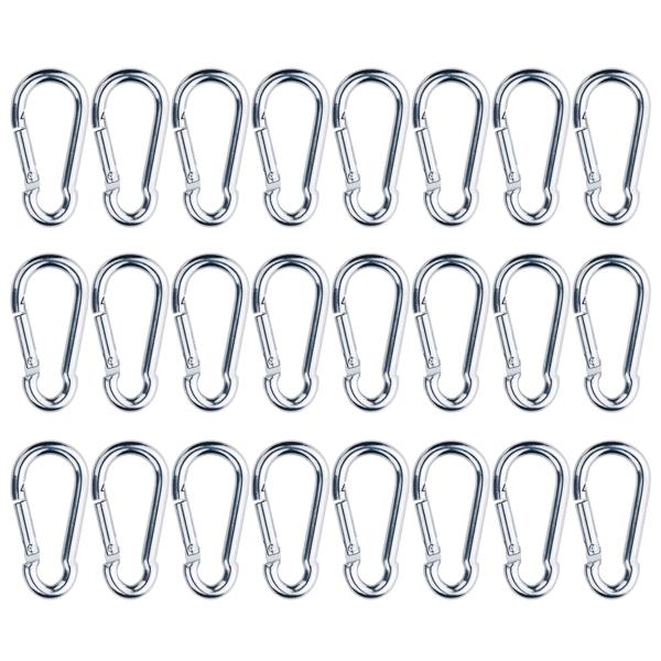 24x Karabinerhaken 5x2,5 cm - Mini-Karabinerhaken Metall Set bis 50kg belastbar - Vielseitig für Camping, Garten & Haushalt - Robust, einhändig bedienbar