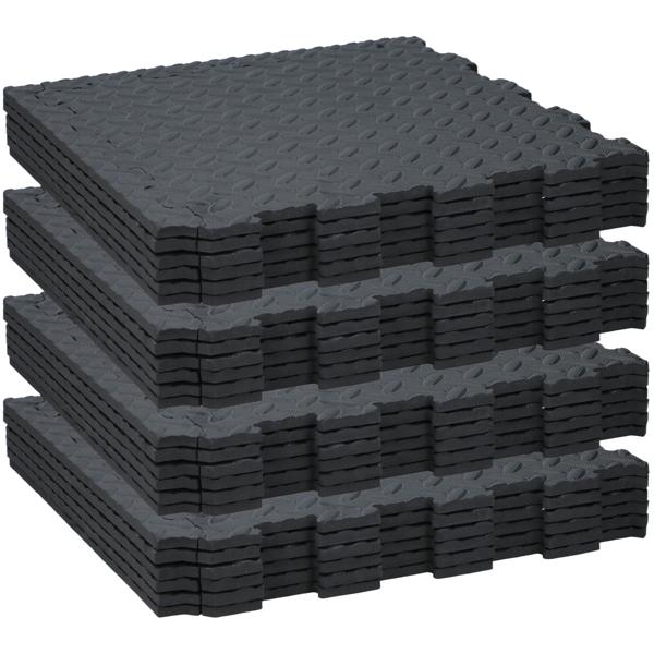 12 Puzzlematten (40x40x1cm) - Schaumstoff, schwarz - für Fitness, Yoga, Kinderzimmer - Rutschfest, gelenkschonend, top Schutz