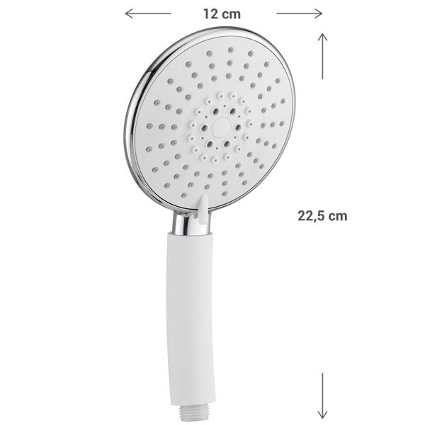 Duschbrause mit 5 Wasserstrahlmodi - Wassersparfunktion (bis 40% weniger Wasserverbrauch) - Massagefunktion, Antikalk, einfache Montage, Ø 12 cm