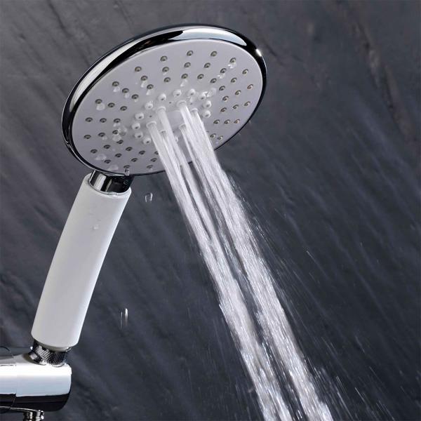 Duschbrause mit 5 Wasserstrahlmodi - Wassersparfunktion (bis 40% weniger Wasserverbrauch) - Massagefunktion, Antikalk, einfache Montage, Ø 12 cm