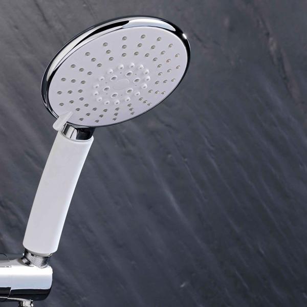 Duschbrause mit 5 Wasserstrahlmodi - Wassersparfunktion (bis 40% weniger Wasserverbrauch) - Massagefunktion, Antikalk, einfache Montage, Ø 12 cm