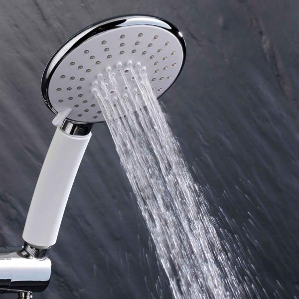 Duschbrause mit 5 Wasserstrahlmodi - Wassersparfunktion (bis 40% weniger Wasserverbrauch) - Massagefunktion, Antikalk, einfache Montage, Ø 12 cm