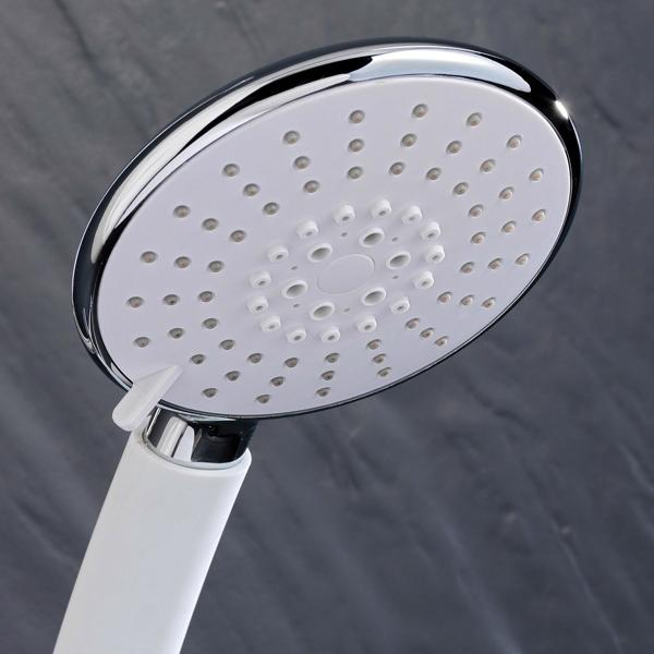 Duschbrause mit 5 Wasserstrahlmodi - Wassersparfunktion (bis 40% weniger Wasserverbrauch) - Massagefunktion, Antikalk, einfache Montage, Ø 12 cm