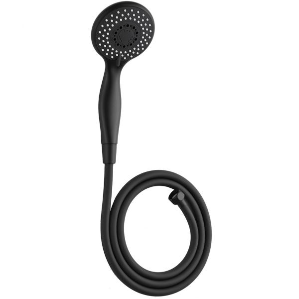 Spar-Duschbrause Schwarz - 3 Funktionen: Massage, Regenschauer & Soft-Strahl - Spart 40% Wasser - Inkl. 1,5m Schlauch - 22xØ10cm - Anti-Kalk-Funktion