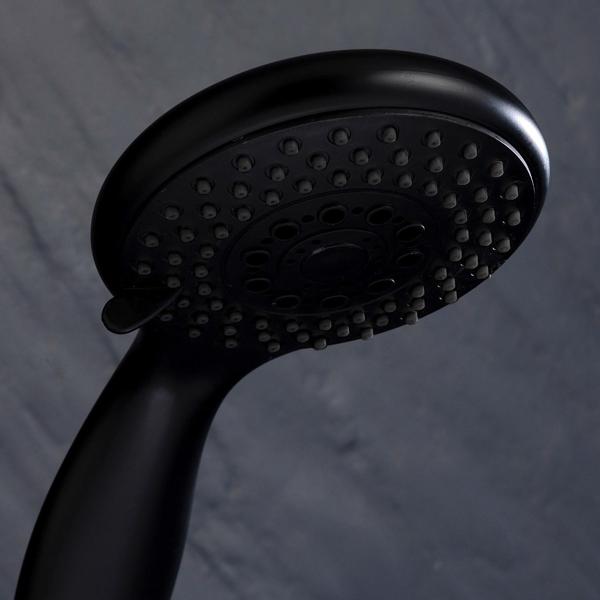 Spar-Duschbrause Schwarz - 3 Funktionen: Massage, Regenschauer & Soft-Strahl - Spart 40% Wasser - Inkl. 1,5m Schlauch - 22xØ10cm - Anti-Kalk-Funktion