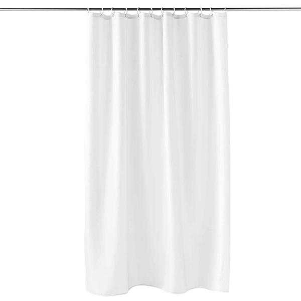 Duschvorhang Weiss 180x200 cm - Inkl. 12 Haken für einfache Montage - Stabiler Polyester-Duschvorhang - Abperl-Effekt - Langlebig & Hygienisch