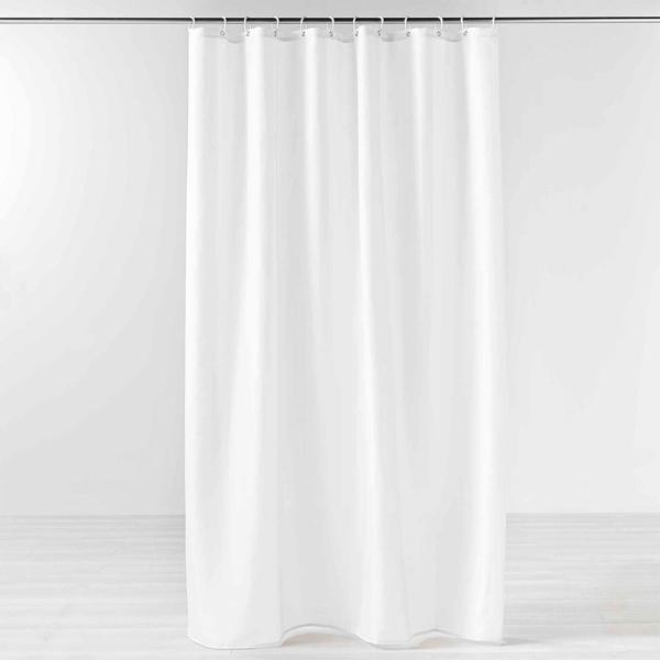 Duschvorhang Weiss 180x200 cm - Inkl. 12 Haken für einfache Montage - Stabiler Polyester-Duschvorhang - Abperl-Effekt - Langlebig & Hygienisch