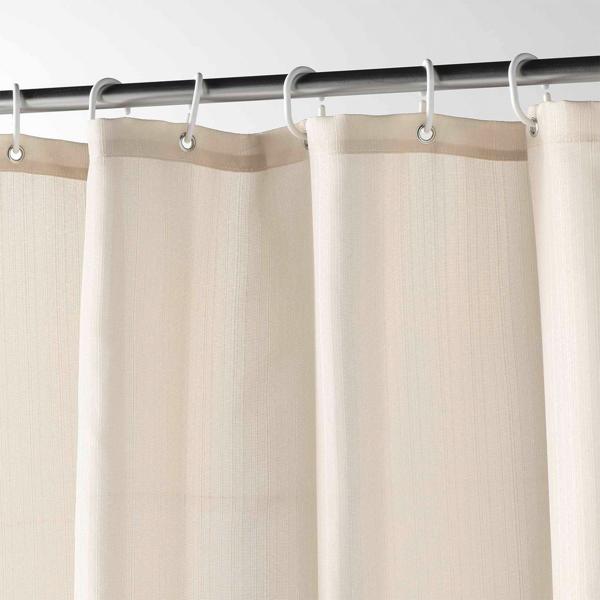 Duschvorhang Natur 180x200 cm - Inkl. 12 Haken - Stabil, langlebig & blickfangend - Einfache Montage - Hochwertiger Polyester - Für ruhiges Bad-Flair