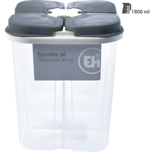 2er-Set Vorratsdose 1800ml - 4 Fächer & individuelle Deckel - Hygienisch, mottenfrei, für Müsli, Mehl, Zucker, Reis - Weiss/Grau - Ø 13x16cm