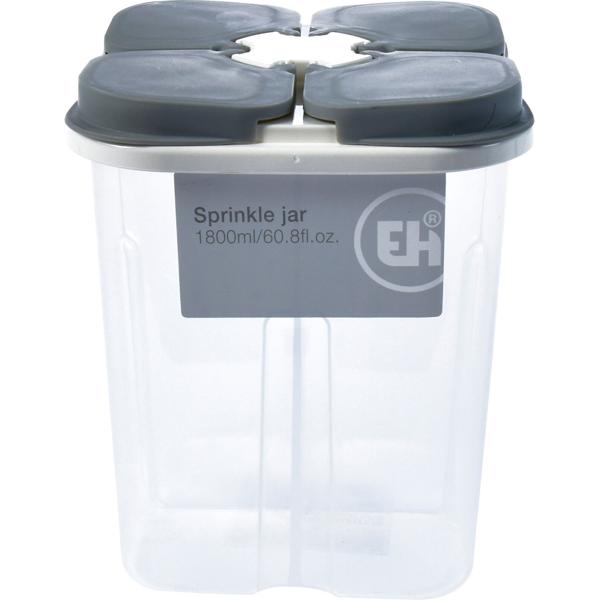 2er-Set Vorratsdose 1800ml - 4 Fächer & individuelle Deckel - Hygienisch, mottenfrei, für Müsli, Mehl, Zucker, Reis - Weiss/Grau - Ø 13x16cm