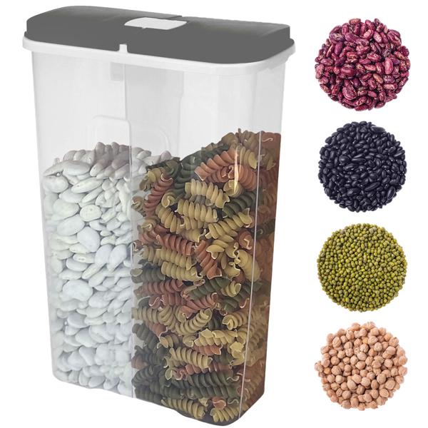 Vorratsdose XL 3550ml mit 2 Fächern & Deckeln - Hygienische Lebensmittelaufbewahrung - Für Müsli, Mehl, Zucker, Reis - Schützt vor Motten, Staub