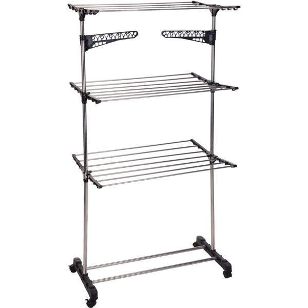 Wäscheständer Turm-Trockner: 3-Ebenen-Design für maximalen Platz – Mobil & flexibel durch Rollen, mit Sockenhaltern