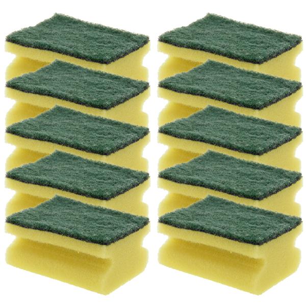 Scheuerschwamm 10er-Pack - Topfreiniger & Putzschwämme - Raue/weiche Seite für Küche, Bad & Möbel - Entfernt Verkrustungen - Hygienische Reinigung